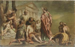 San Pietro guarisce lo storpio - Scuola italiana XVIII secolo - olio su tela